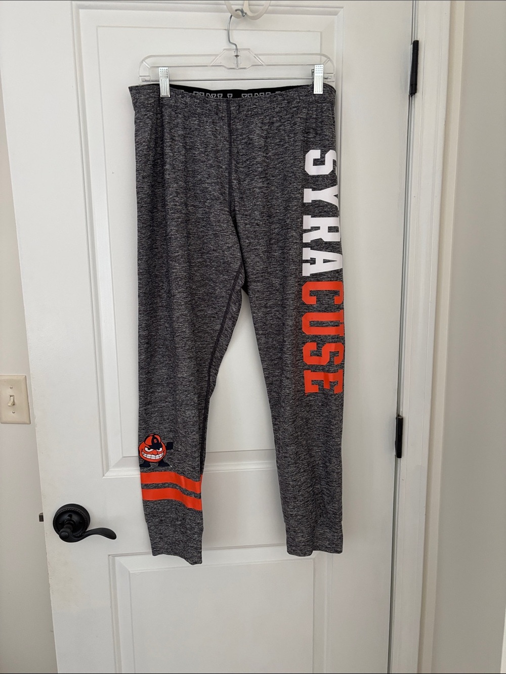 PINK Victoria's Secret Gray Syracuse Logo Track Pants with Orange Accents